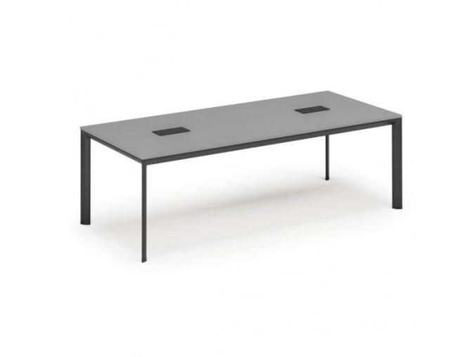 Stůl INVITATION 2400 x 1200 x 740, šedá + 2x stolní zásuvka TYP II, černá