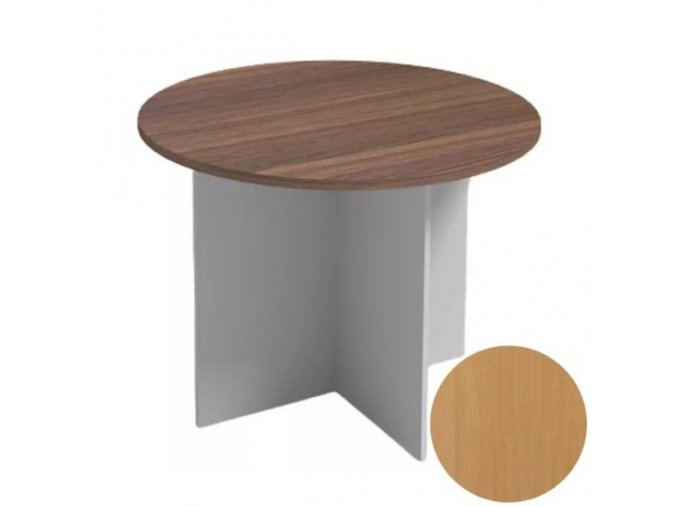 Jednací stůl s kulatou deskou PRIMO FLEXI, průměr 1000 mm, šedá / buk