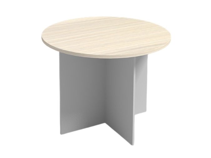 Jednací stůl s kulatou deskou PRIMO GRAY, průměr 100 cm, šedá/bříza