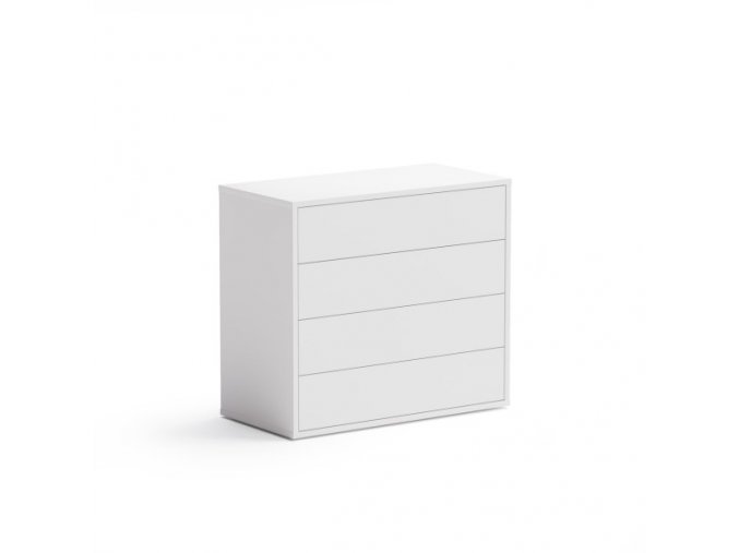 Kancelářský zásuvkový díl BLOCK White, nízký, 4 zásuvky, bílá