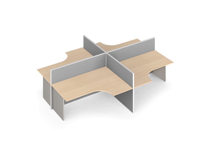 rohovy kancelarsky stul primo s paravanem otevreny nastenka 4 mista seda briza 121440