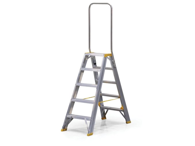 Oboustranné hliníkové schůdky ALVE FORTE s madlem, 2x5 stupňů, výška 1,07 m