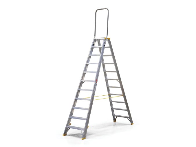 Oboustranné hliníkové schůdky ALVE FORTE s madlem, 2x11 stupňů, výška 2,34 m