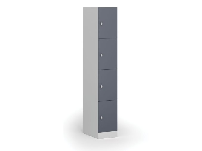 satni skrinka s1 s uloznymi boxy 4 boxy 1850 x 300 x 500 mm demont otocny zamek tmave sede dvere 111279