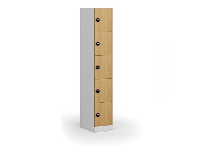 satni skrinka s uloznymi boxy 5 boxu 1850 x 300 x 500 mm demont rfid zamek laminovane dvere buk 110784