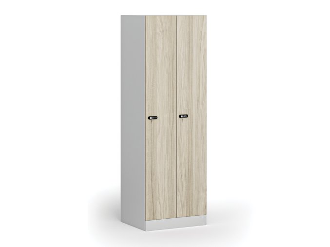kovova satni skrinka 2 oddily 1850 x 600 x 500 mm mechanicky kodovy zamek laminovane dvere dub prirodni 111084