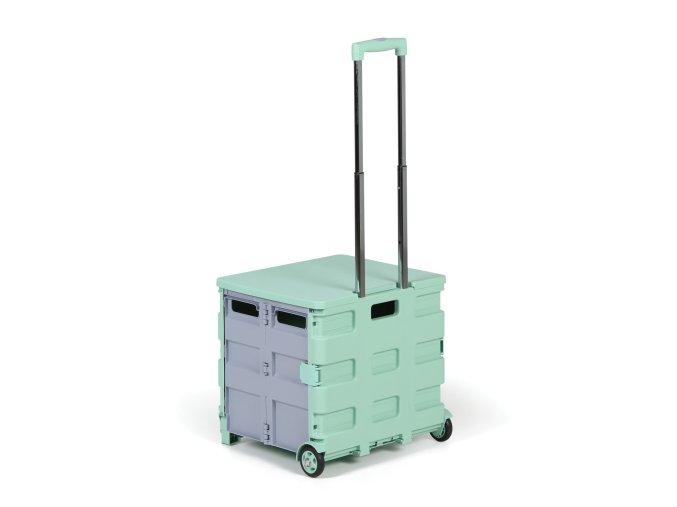 Skládací nákupní vozík, 50L, nosnost 35 kg, 2 pevná kola