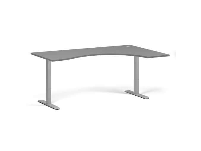 Ergonomický výškově nastavitelný stůl. 180x120 cm, 2 motory, L/P, šedá podnož, grafit