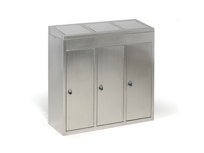 Odpadkový koš na tříděný odpad, 3x37 l, nerez