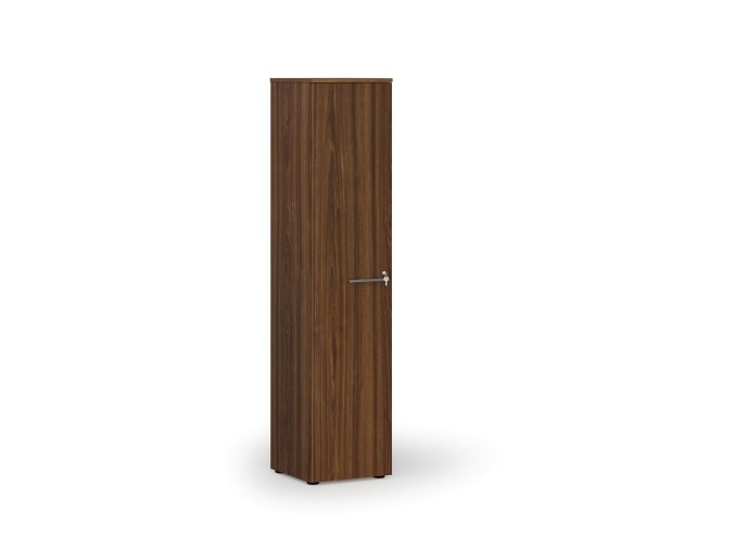 Úzká kancelářská skříň PRIMO WOOD, 400 x 420 x 1781 mm, ořech