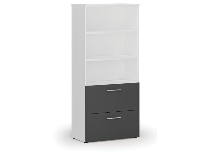 skrin se zasuvkami pro zavesne slozky primo white 800 x 420 x 1781 mm bila grafit 72254