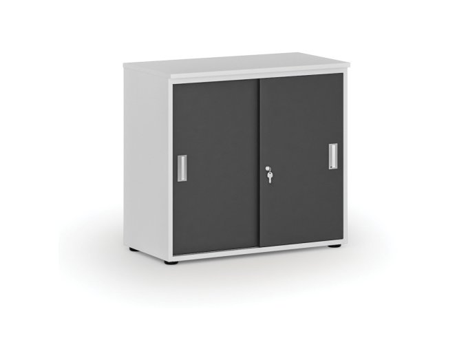 kancelarska skrin se zasouvacimi dvermi primo white 800 x 420 x 740 mm bila grafit 81342