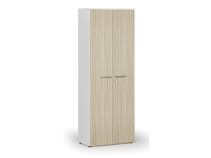 kancelarska skrin s dvermi primo white 800 x 420 x 2128 mm bila dub prirodni 74164