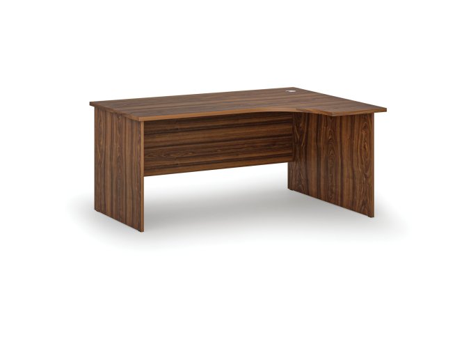 Rohový kancelářský psací stůl PRIMO WOOD, 160x120 cm, pravý, ořech