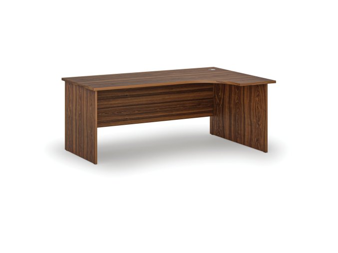 Rohový kancelářský psací stůl PRIMO WOOD, 180x120 cm, pravý, ořech