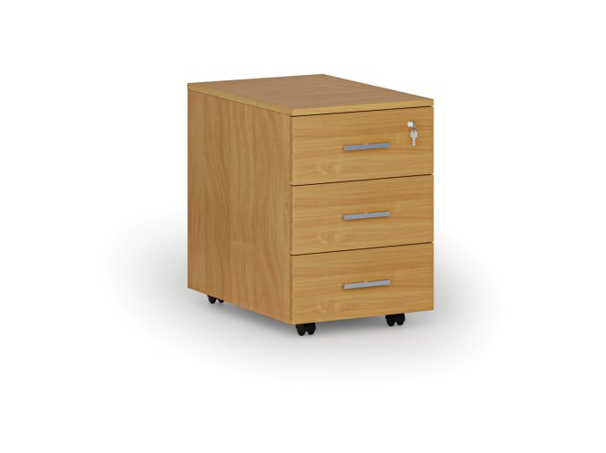Kancelářský mobilní kontejner PRIMO WOOD, 3 zásuvky, buk