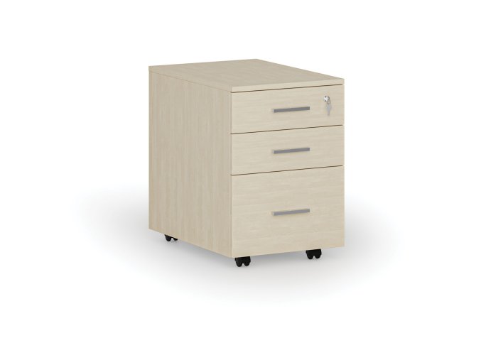 Kancelářský mobilní kontejner na závěsné složky PRIMO WOOD, 3 zásuvky, bříza