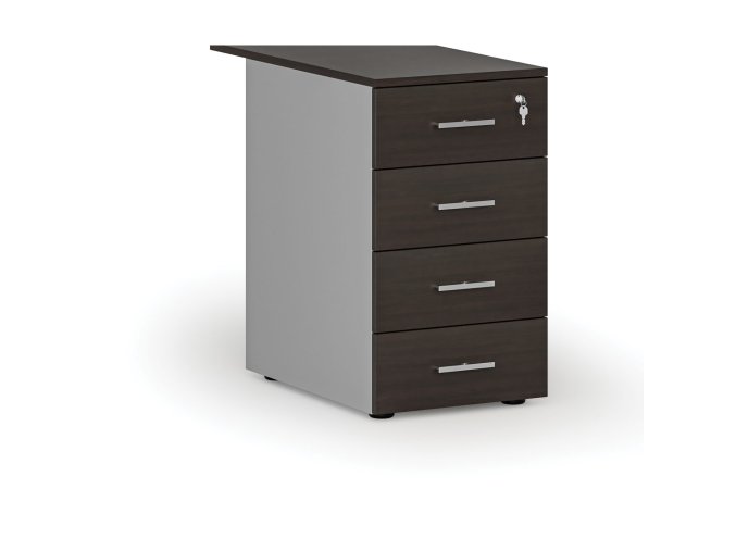 Kancelářský přístavný zásuvkový kontejner PRIMO GRAY, 4 zásuvky, šedá/wenge