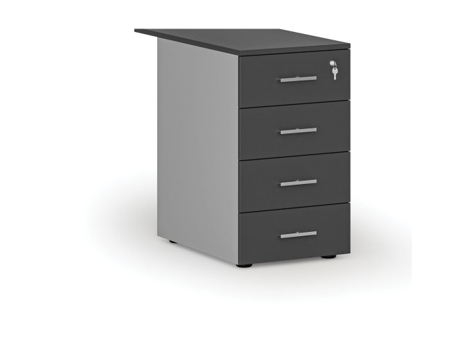 Kancelářský přístavný zásuvkový kontejner PRIMO GRAY, 4 zásuvky, šedá/grafit