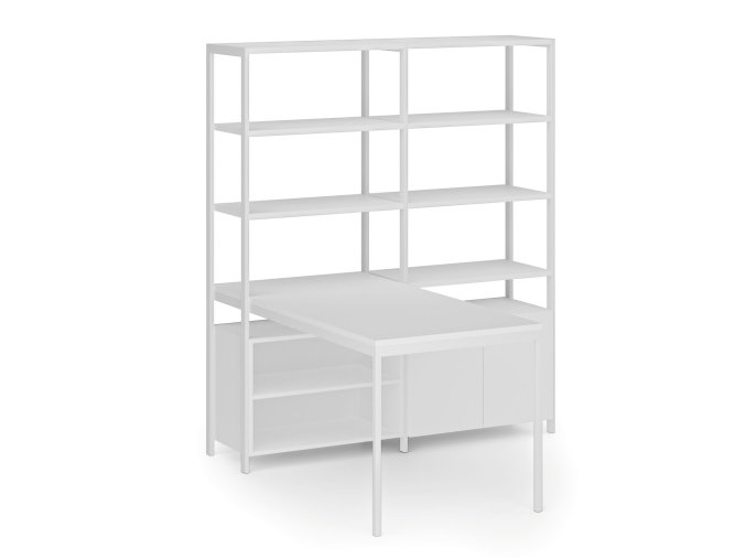 Sestava HOME OFFICE s policemi, bílá