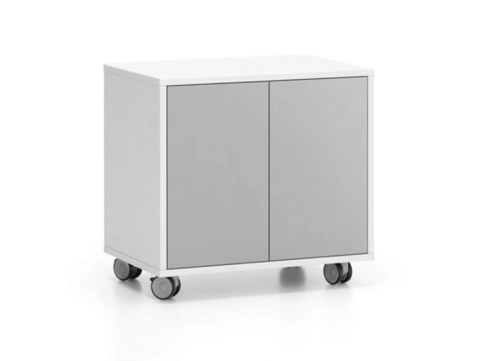 pojizdna skrinka na koleckach s dvermi layers kratka 600 x 400 x 575 mm bila seda 105218