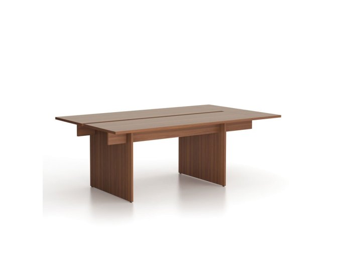 Jednací kancelářský stůl SOLID + 1x přísed, 210x125 cm, ořech