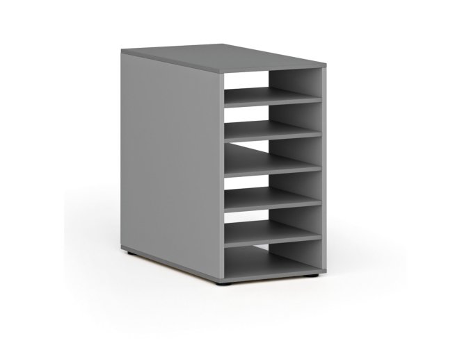 pristavna policova skrinka k pracovnimu stolu primo gray prava seda grafit 139200