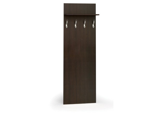 Věšáková stěna PRIMO WOOD, 4 háčky, police, wenge