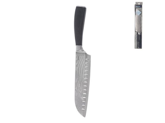 Nůž kuchyňský Santoku, damašková ocel/pakka, 18,5 cm