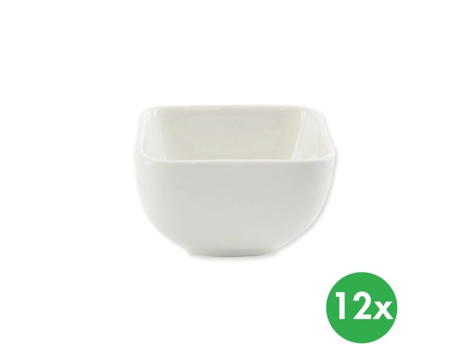 Miska hranatá MONA, 8 x 8 cm, porcelán, 12 ks