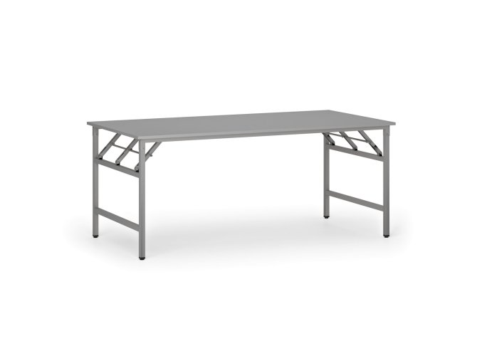 Konferenční stůl FAST READY, 180x90 cm, šedostříbrná podnož, šedá