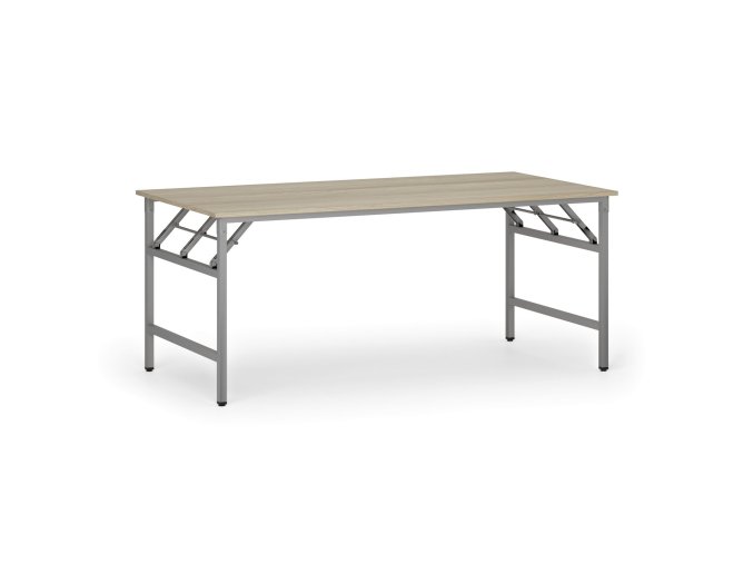Konferenční stůl FAST READY, 180x90 cm, šedostříbrná podnož, dub přírodní