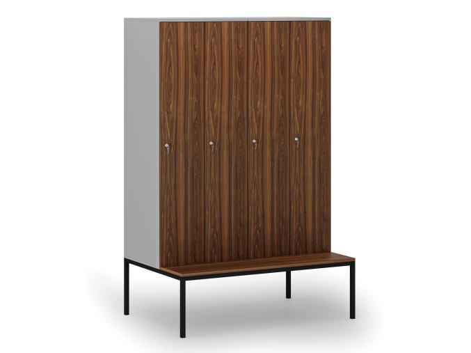 drevena satni skrinka s4 s lavickou 4 oddily 1871 x 1200 x 500 800 mm demont cylindricky zamek seda orech 76647