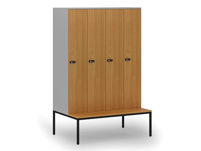 drevena satni skrinka s4 s lavickou 4 oddily 1871 x 1200 x 500 800 mm demont mechanicky kodovy zamek seda buk 76691