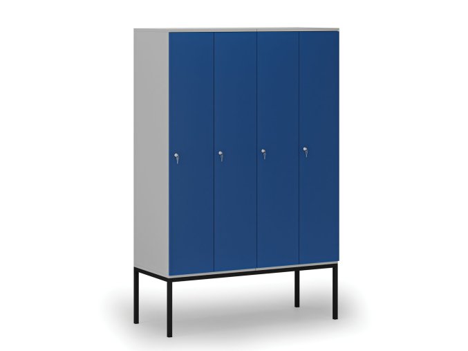 drevena satni skrinka s4 s podnozi 4 oddily 1871 x 1200 x 500 mm demont cylindricky zamek seda modra 76770