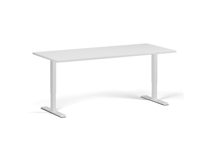 Výškově nastavitelný stůl, 180x80 cm, 1 motor, bílá podnož, bílá