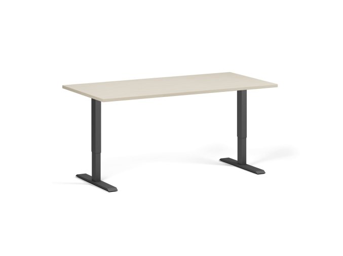 Výškově nastavitelný stůl, 160x80 cm, 1 motor, černá podnož, bříza