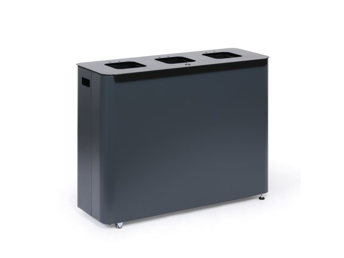 Odpadkový koš na tříděný odpad, 3 x 60 l, lakovaný šedý