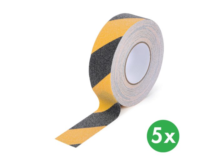 protiskluzova paska hrube zrno 50 mm x 18 3 m baleni 5 ks cerno zluta 116703