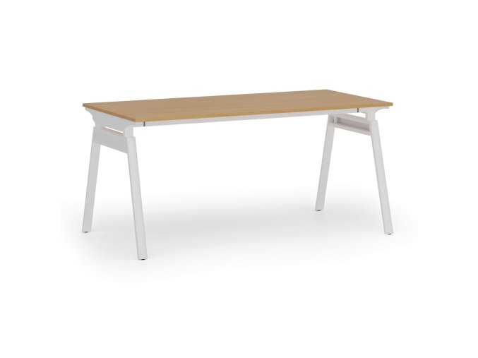 Kancelářský stůl PRIMO SIGMA, 160x80 cm, bílá podnož, buk