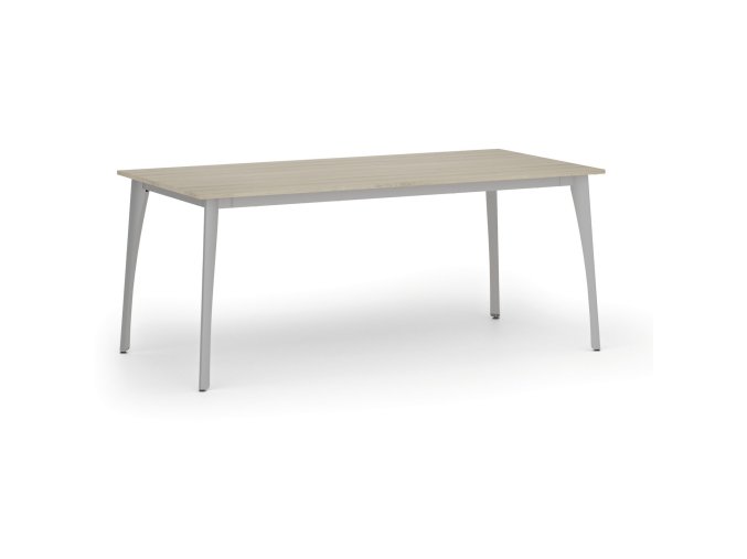 Jednací kancelářský stůl PRIMO OMEGA, 180x90 cm, šedá podnož, dub přírodní