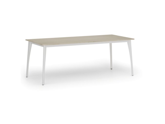 Jednací kancelářský stůl PRIMO OMEGA, 200x90 cm, bílá podnož, dub přírodní