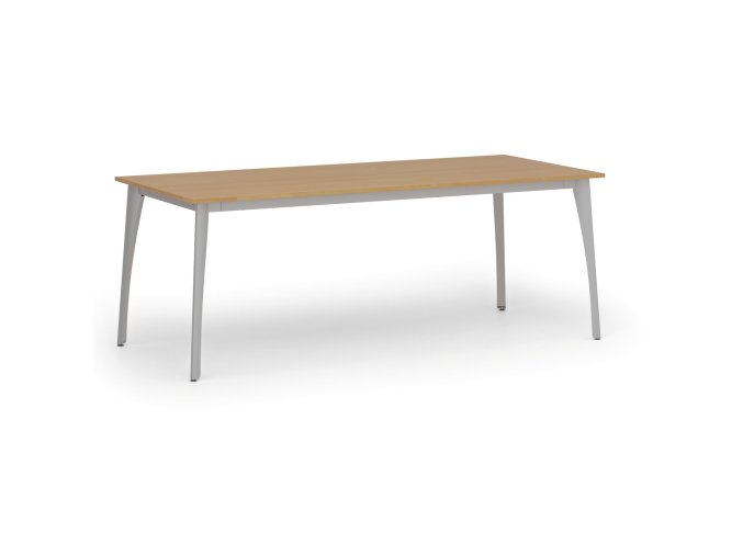 Jednací kancelářský stůl PRIMO OMEGA, 200x90 cm, šedá podnož, buk