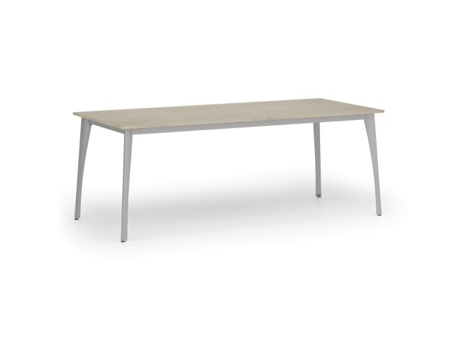 Jednací kancelářský stůl PRIMO OMEGA, 200x90 cm, šedá podnož, dub přírodní