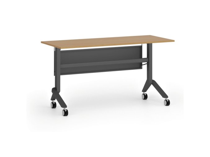 Mobilní stůl PRIMO MOVE, 140x60 cm, černá podnož, buk