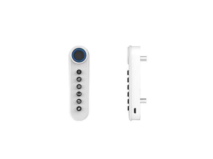 kodovy zamek se cteckou otisku prstu f021 hlinik bily 115926