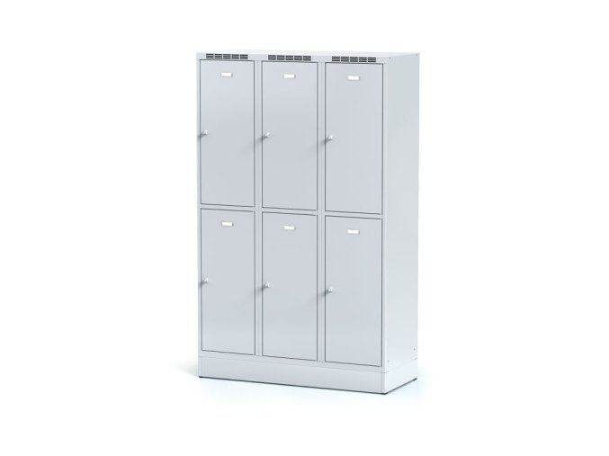 satni skrinka s uloznymi boxy na soklu 6 boxu 1920 x 1200 x 500 mm cylindricky zamek sede dvere 11318