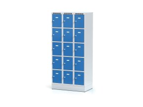 satni skrinka s uloznymi boxy na soklu 15 boxu 1920 x 900 x 500 mm cylindricky zamek modre dvere 11540