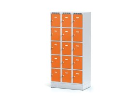 satni skrinka s uloznymi boxy na soklu 15 boxu 1920 x 900 x 500 mm cylindricky zamek oranzove dvere 11544