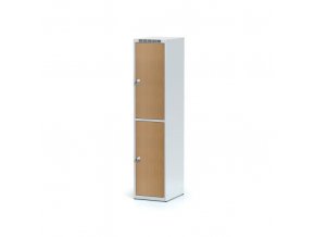 Šatní skříňka s úložnými boxy, 2 boxy 400 mm, laminované dveře buk, otočný zámek